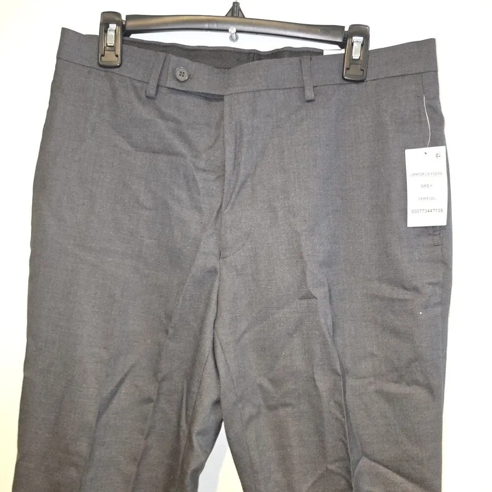 Calvin Klein Mens Slim Fit Dress Pants 34x32 Grey Solid Stretch NWT